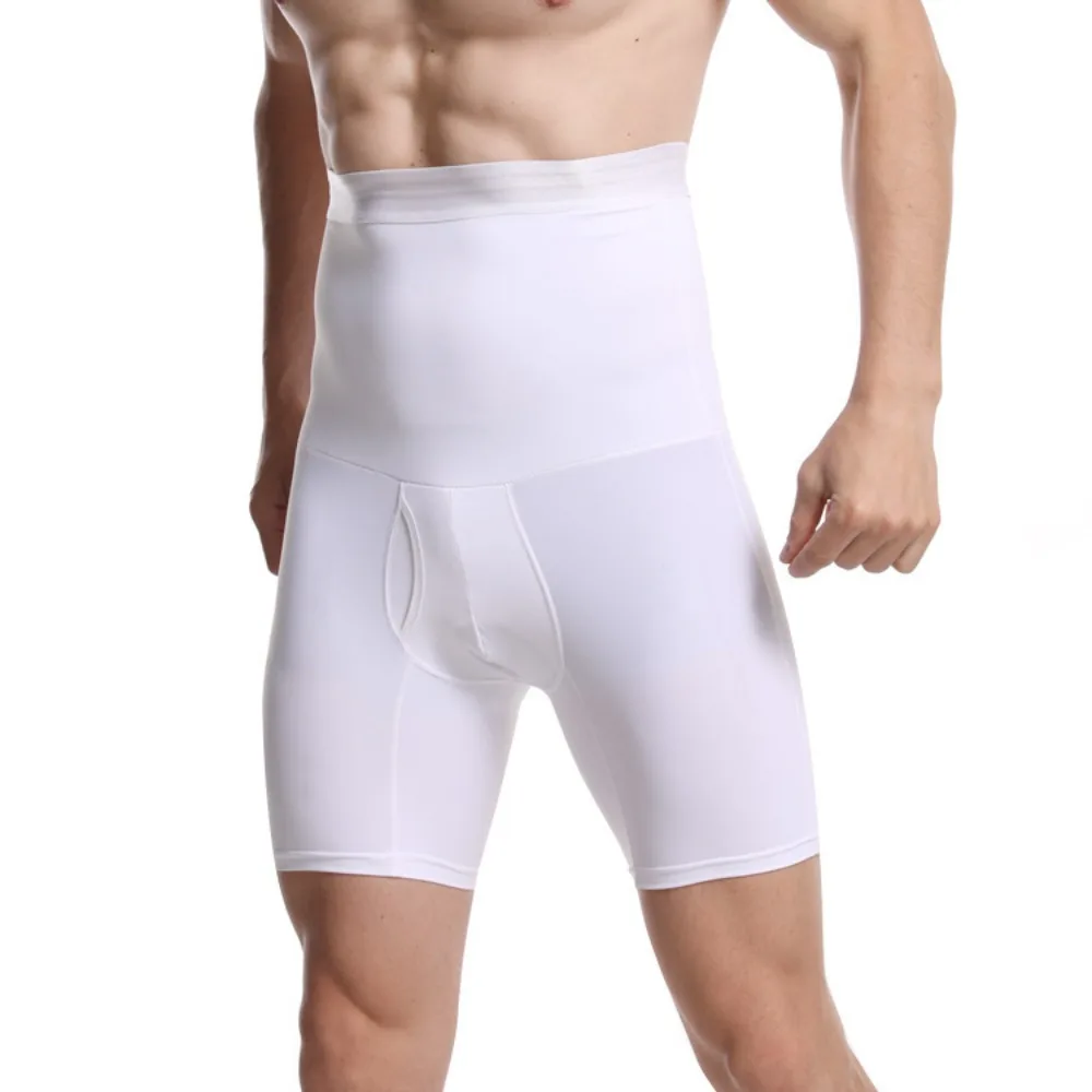 Belly Tummy Control Shorts High Waist Solid Color Slimming Body Shaper Underwear Trainer Shapewear Compression Boxer Panties Men