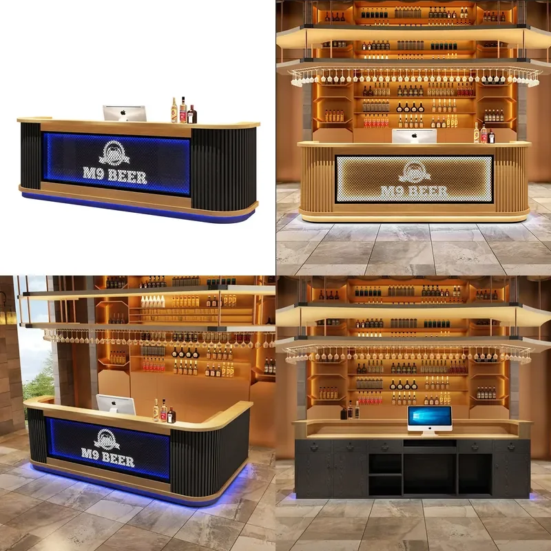 Industrial Style Bar Counter Commercial Checkout Desk for Cafe Office Reception Milk Tea Shop Creative Front Table