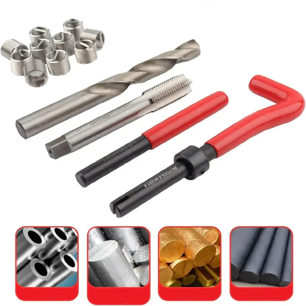 88/131pcs/set HSS Thread Repair Kit M5 M6 M8 M10 M12 Screw Thread Inserts For Restoring Damaged Threads Repair Tools Drill Bit