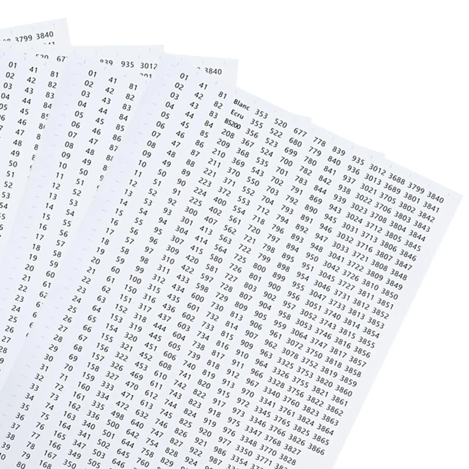 DMC Floss Organizer Number Stickers Self Adhesive Paper Labels for Cross Stitch Color Management
