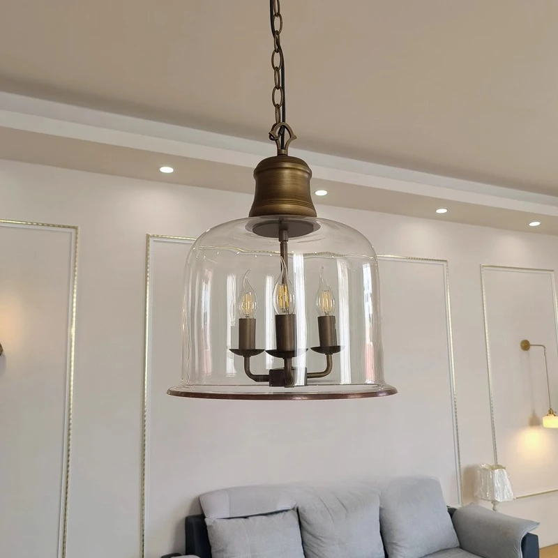 Restaurant Chandelier American Retro Entrance Corridor Aisle Pendant Light Bedroom Bar Designer Art Creative Glass Hanging Lamps