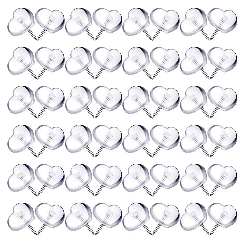 200Pcs Heart Shape Thumbtacks Map Pins Replaceable Push Pin Multi-Function Compact Thumb Tacks Office Desk Accessories