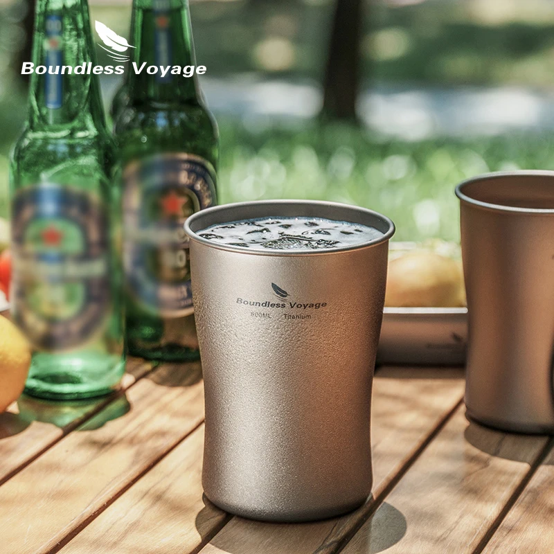 Boundless Voyage Titanium Beer Cola Cup 240ml 380ml 600ml Camping Ultralight Stackable Iced Coffee Tea Juicy Cold Water Mugs
