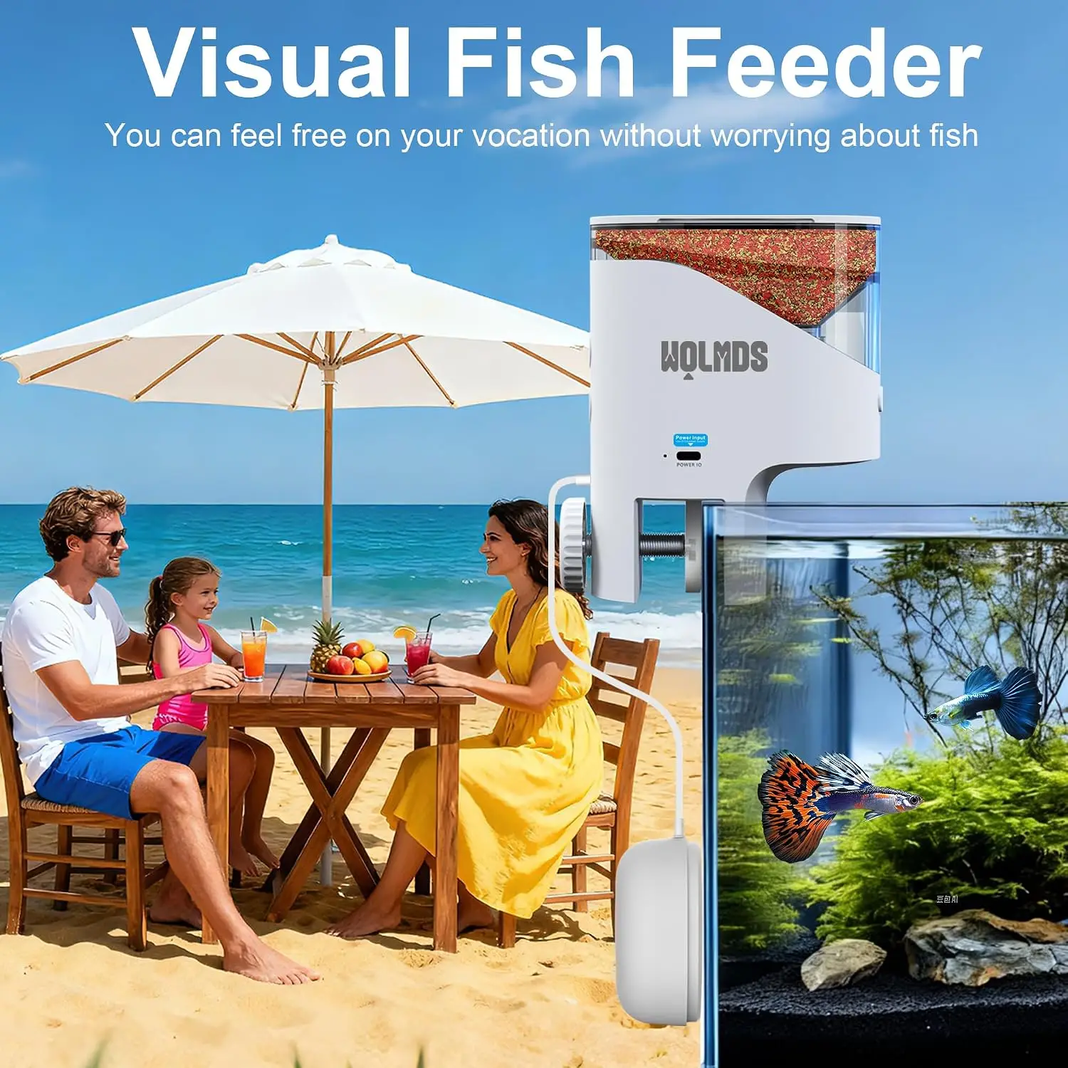 WiFi Automatic Fish Feeder with 2.5K Camera, 2.4/5G Smart App Control & Vacation Feeding Timer, Precision Flake Food Dispenser,