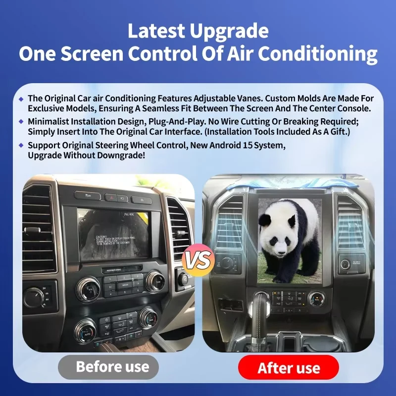 12.1'' Car radio For Ford F150 2016-2021 Car Intelligent Systems Wireless Carplay Android15 Auto Car Stereo Audio GPS Navigation