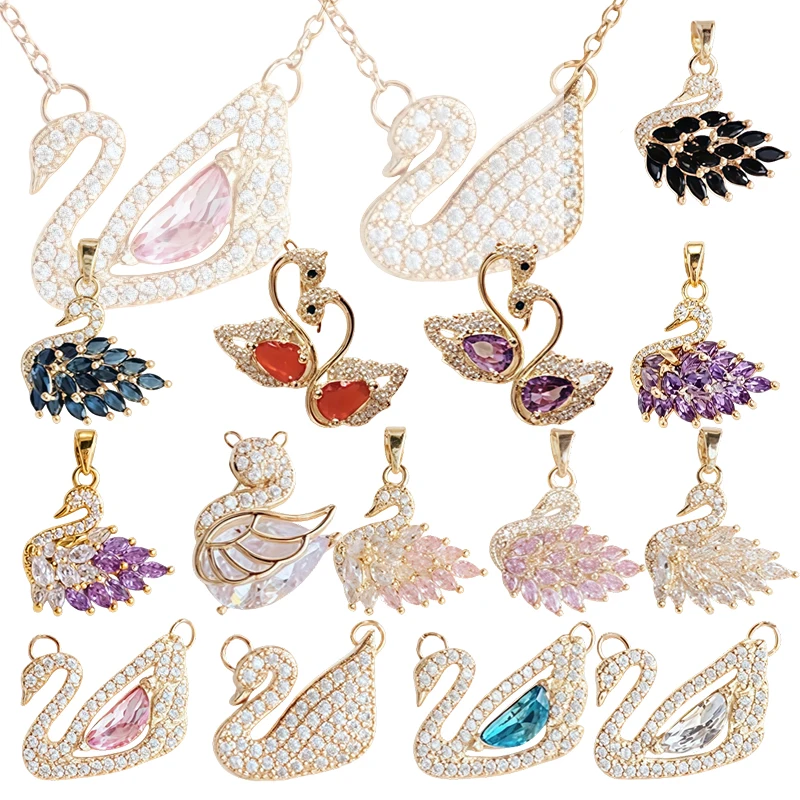 Image of Bestseller Schwan-Anhänger mit Serie, Luxuriöser Zirkon-Schwanenflügel-Anhänger Edle Aura Süßes und Romantisches Urlaubsgeschenk für Frauen