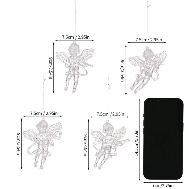 4Pcs Set Christmas Decor Hanging Ornaments, Clear Acrylic Angel Pendants, Creative Icicle Decorations for Christmas Tree & Home