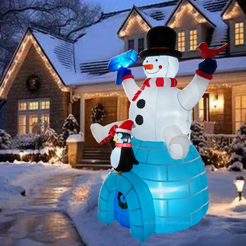 Bonhomme de neige gonflable avec lumières LED intégrées, Ecolsitting sur la maison de neige, décoration intérieure et extérieure de Noël, 1.8m