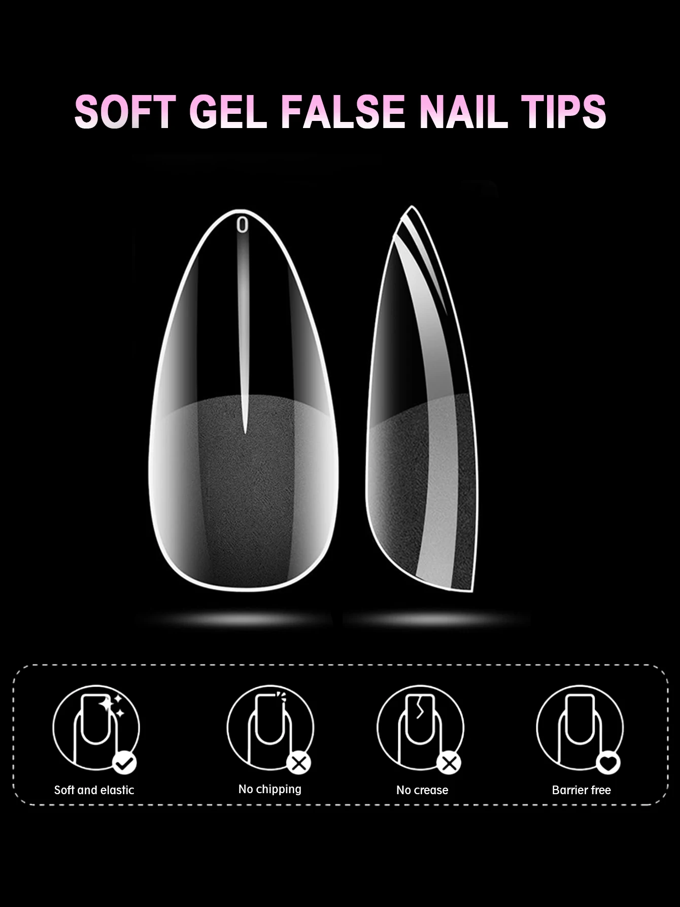 500pcs/box Ultra Thin Non-trace Semi-scrub Clear Fake Nail Soft Full Cover Fake Nail Extension DIY Nail Art Tool