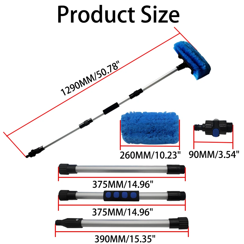 1 Piece Of Detachable Blue Three-Stage Telescopic Water Brush Car Wash Brush Long Handle Soft Brush Anti Scratch Car Wash Tool