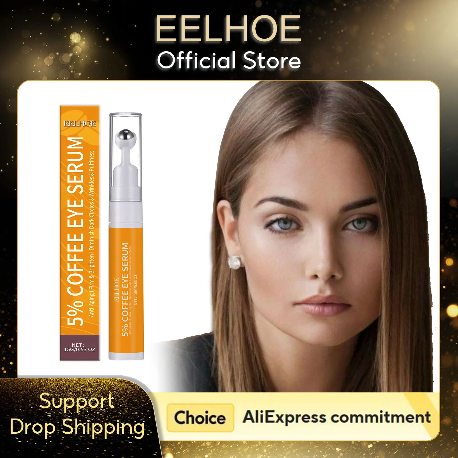 

EELHOE Moisturizing Eye Cream with Massage Head Brightening Skin Repair Eye Lift Vitamin E Cream for Dark Circles and Eye Bags