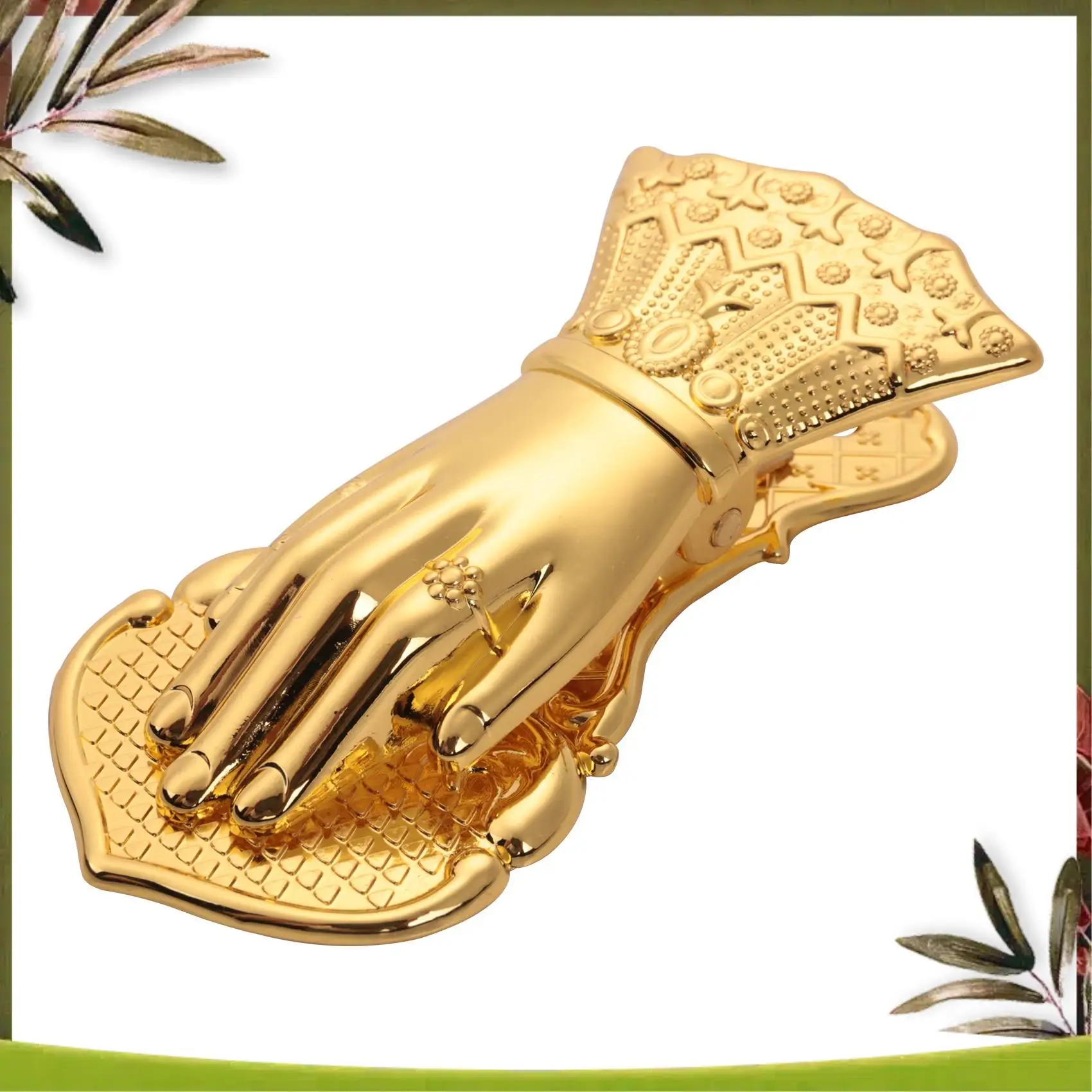 

New-Luxury Chic Office Paper Storage Clip Ins Wrought Gold Vintage Hand Shape Alloy Document Handbook Storage Clip Home Sealing