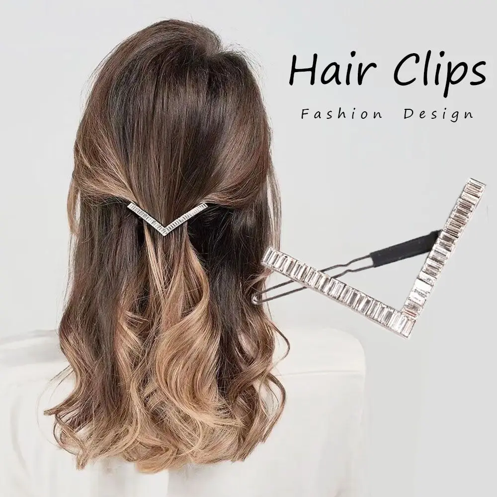 Women Luxury Metal Geometric Crystal Hair Clips Hair Accessories Hair Jewelry Hairpins