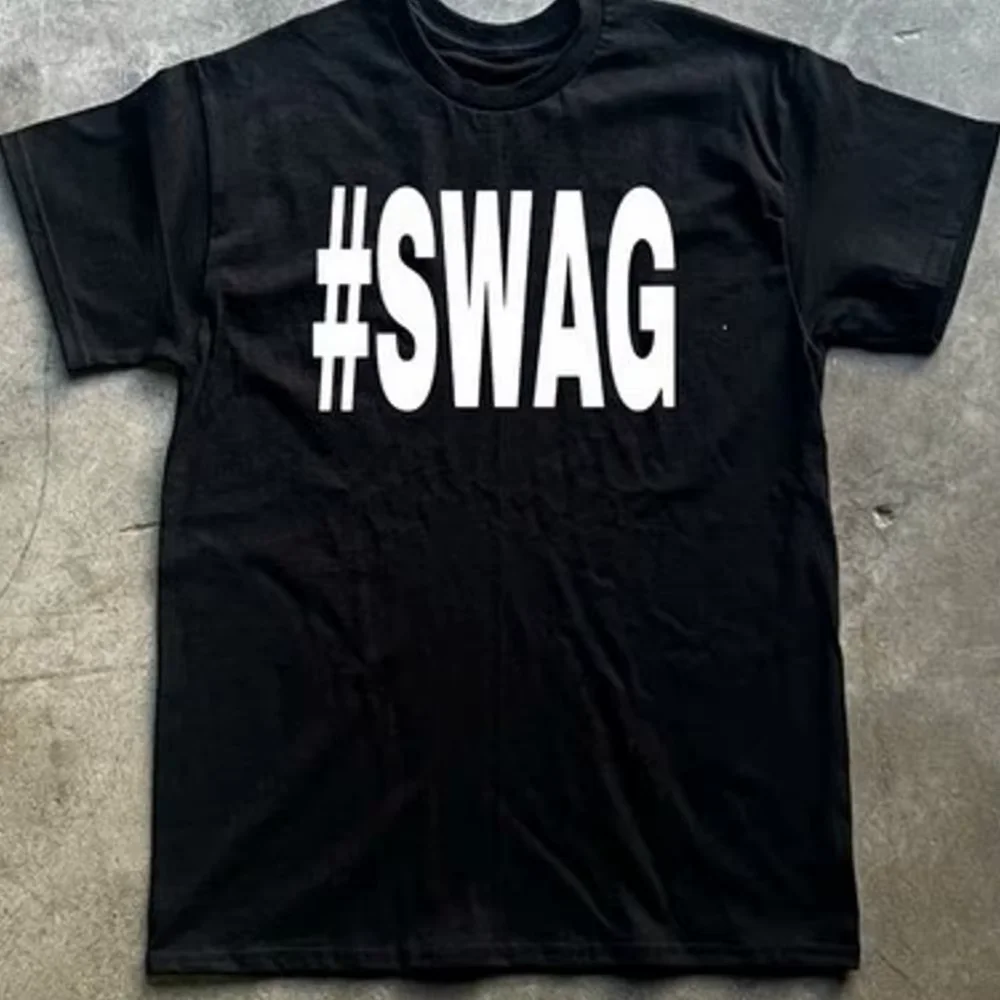 Swag Y2K T-shirt for Men Casual Crew Neck Slightly Stretchy Fabric Regular Fit Printed Pattern