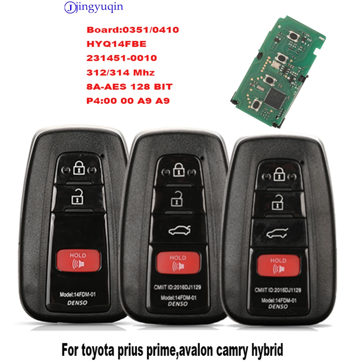 

jingyuqin Remote Car Key Shell Control For Toyota Camry Trunk Avalon RAV4 Prius 4Runner Hybrid Highlander HATCH 312/314MHZ