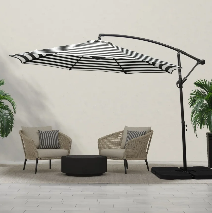 ！@Custom Zebra Striped Waterproof Cantilever Sunshade Foldable Light Weight Beach Patio Garden Big Banana Umbrella