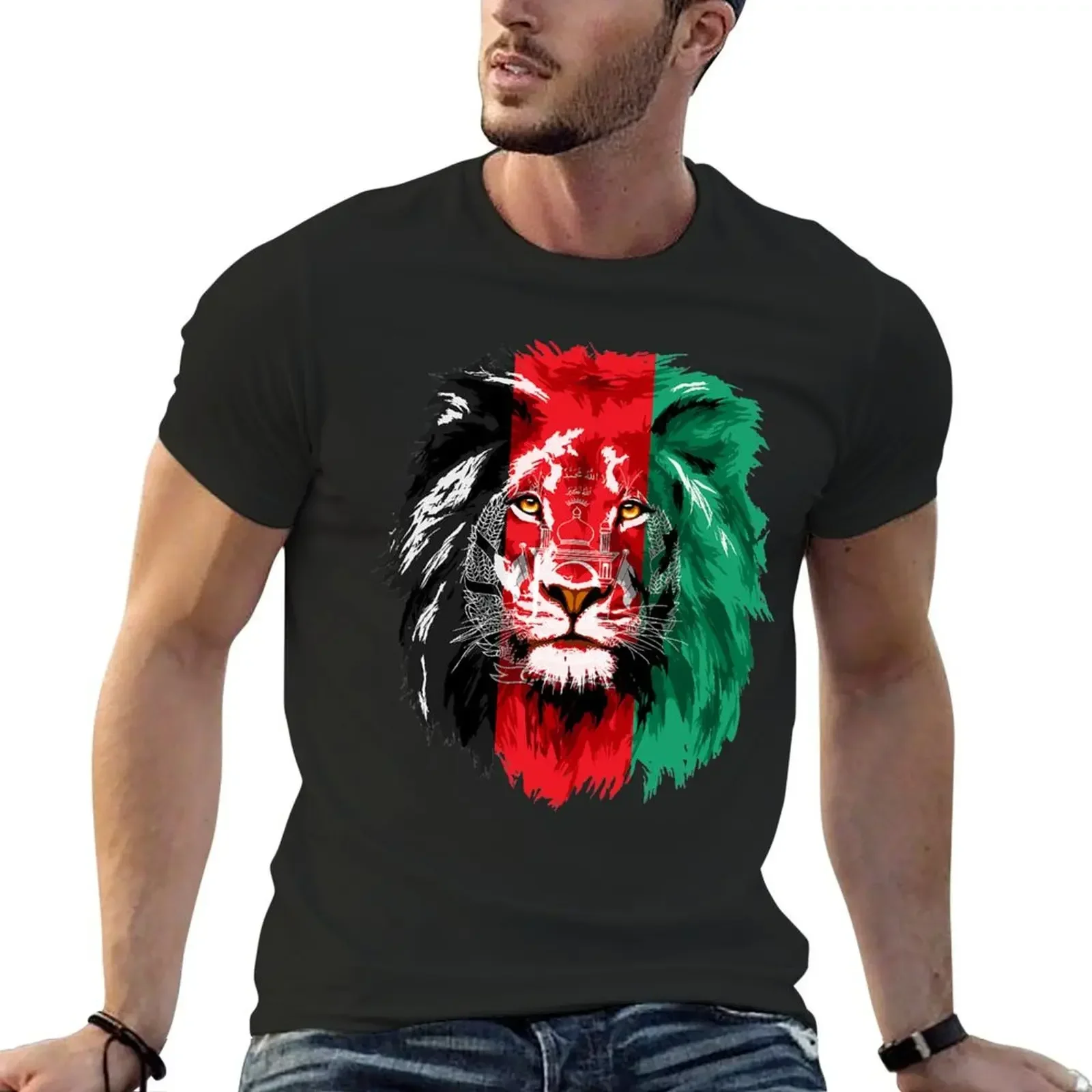 Afghanistan Flag Lion Free Afghanistan . T-shirt oversized korean fashion Blouse workout shirts for men