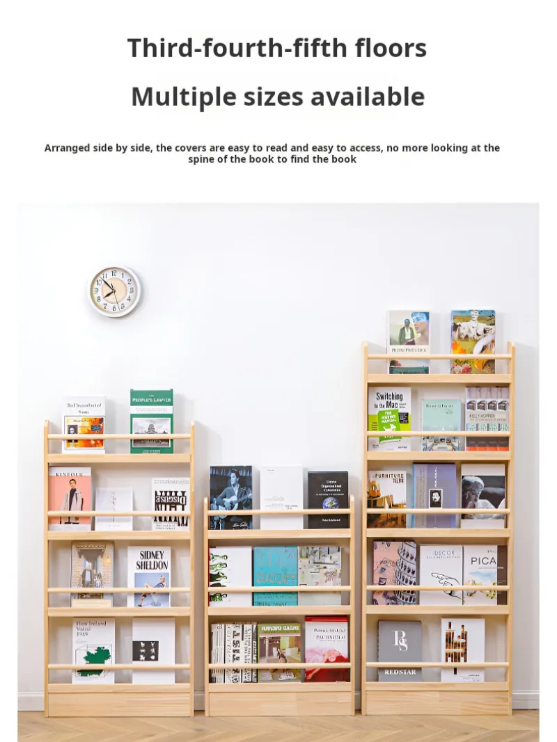 Behind the Door Solid Wooden Clipin Magazine Rack Picture Book Holder Book Rack Newspaper Rack
