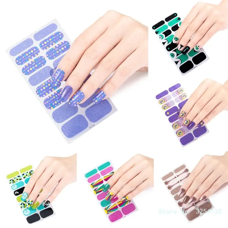 16 dải Sơn móng tay Dải móng tay Dải dán móng tay Long lanh Nail Wraps Sticke