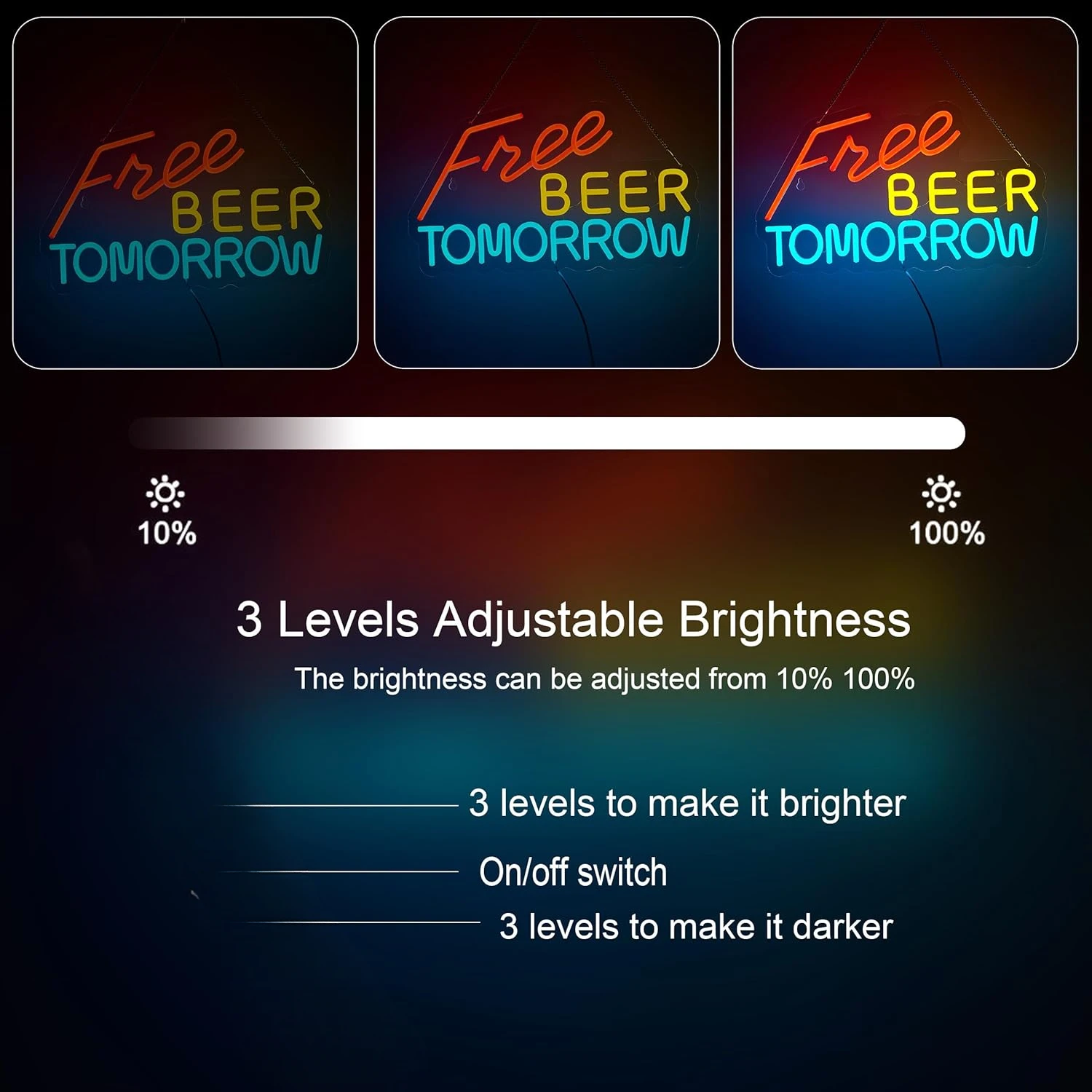 Free Beer Tomorrow Neon Sign USB Dimmable Customized Neon Light Minimalist Neon Light for Beer Bar Man Cave Pub Party Decoration