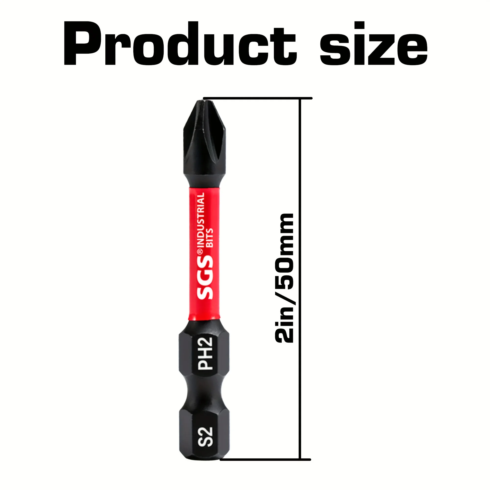 10/20 Piece Set S2 Steel Ph2 Impact Screwdriver Bits 50mm Strong Magnetic Anti-Twist High Hardness with Red Storage Box Screwdriver Bits
