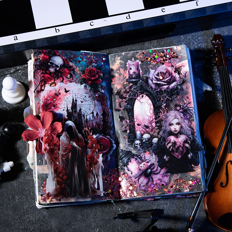 20Pcs Halloween Dark Series Scrapbooking Stickers Pack Collage Journal Label Diary Diy Album Supplies