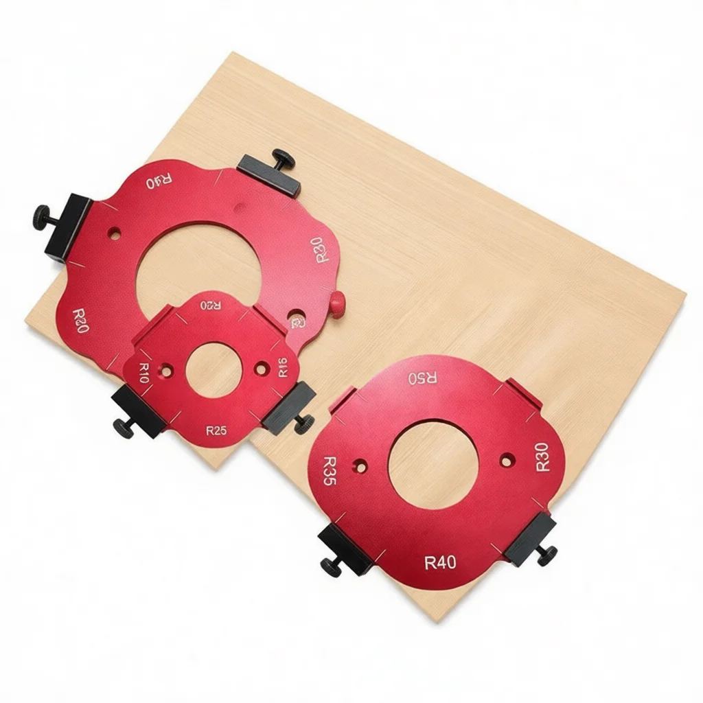 Aluminum Router Template Corner Radius Jig Woodworking Tool Arch Marker Board Edge Trimming Closet Cabinet Shaping