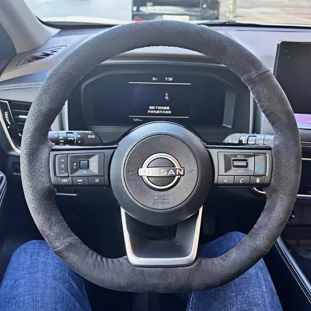 Customization Car Steering Wheel Cover Accessories Hand Sewing Suede Leather Non-Slip For Nissan Qashqai J11 J10 Leaf X Trail