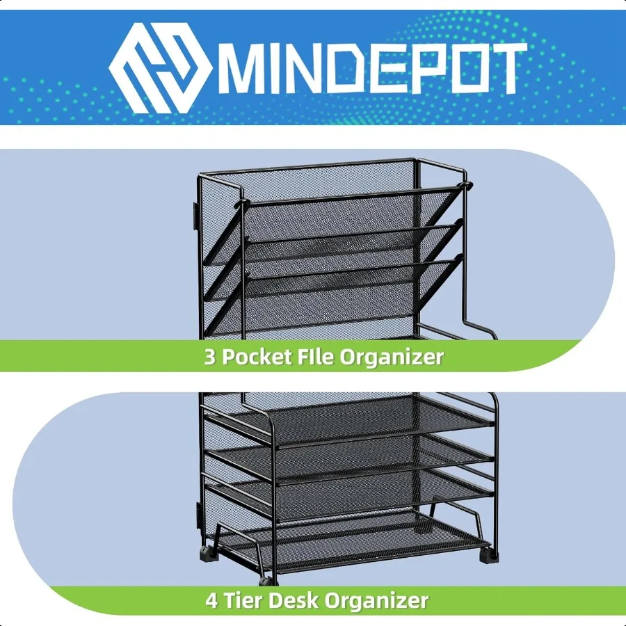 4-уровневый органайзер для бумаги + 3-карманный держатель для файлов + ящик + держатели для ручек Настольные органайзеры для файлов Лоток для бумаги для офисных пирогов School C