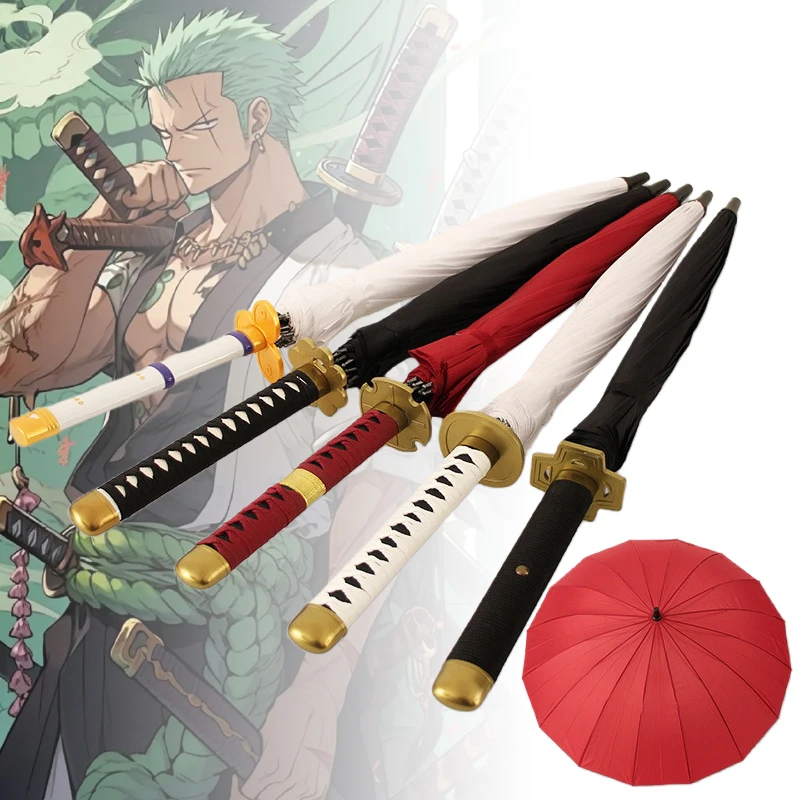 Lone Zoro Katana Umbrella Sword Rain Black Parasol Roronoa Zoro Anime Cosplay Prop Real Japanese Katana Sabre Umbrella Parasol