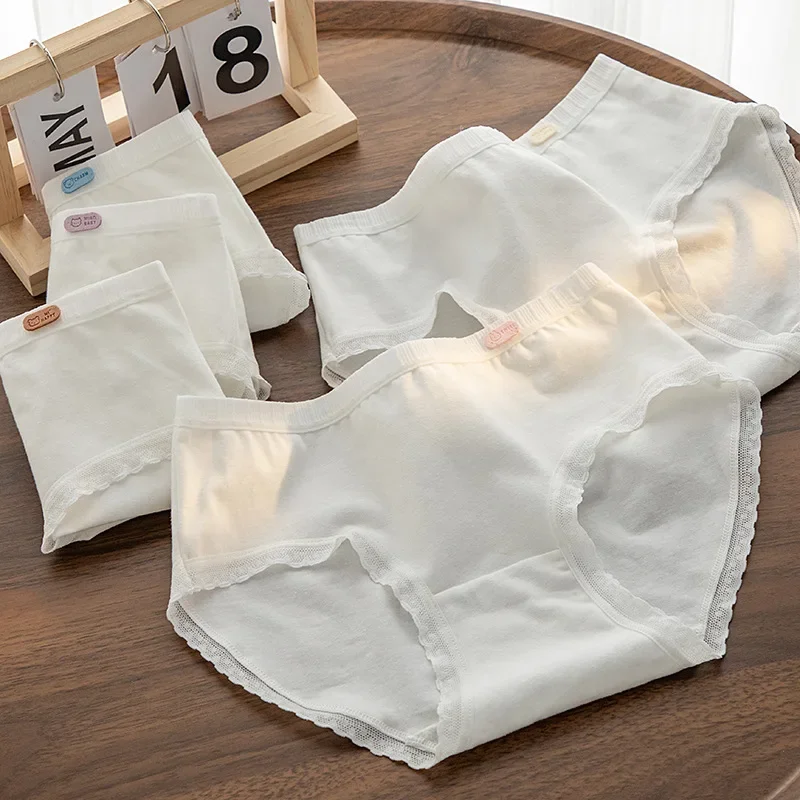 Cotton White Cotton Underwear Female Cute Girl Birthday Series 5A Antibacterial Cotton Mid-rise Pure Desire Summer