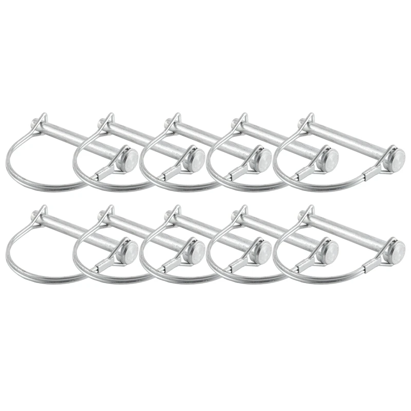 10Pcs Wire Lock Pin, 5/16 Inch Shaft Locking Pin Hitch Pin With Round Arch Wire Retainer For Farm Trailers Lawn Garden