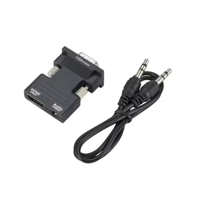 HDMI Vrouwelijke naar VGA Mannelijke Converter Adapter met 3.5mm Audiokabel voor PS4 Monitor Projector PC Laptop 1080P HD naar VGA Adapter