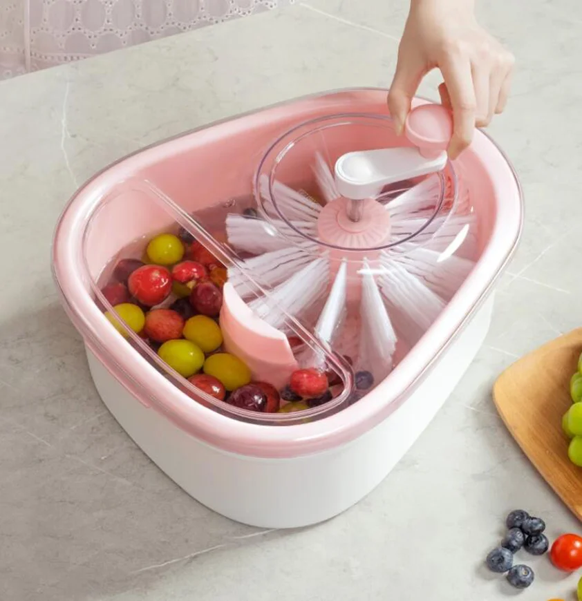 Fruit Washing Artifact Hand-free Fruit Basin Drain Basket to Remove Pesticide Stains Household Fruit and Vegetable Cleaning Mach