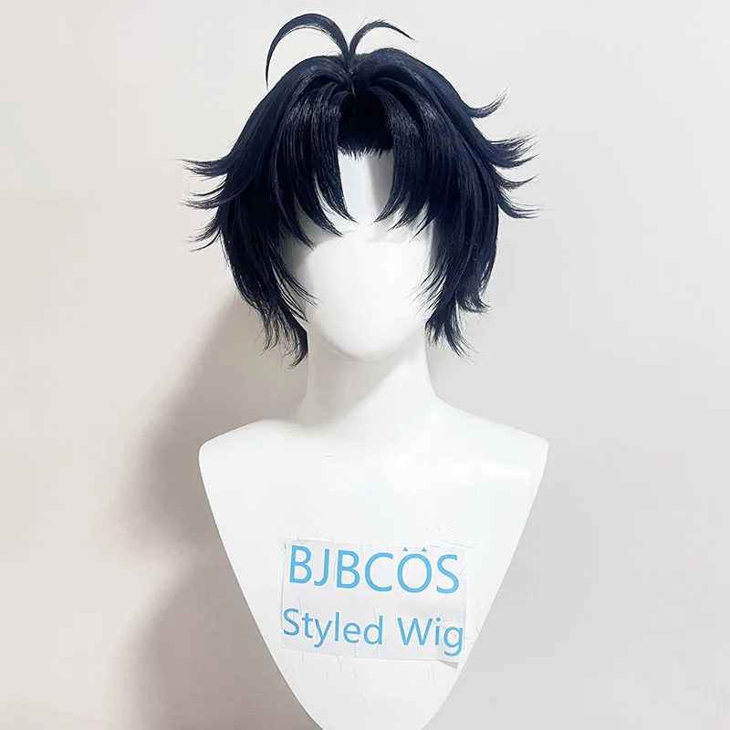 

[Styled] ZZZ Asaba Harumasa Cosplay 30cm Short Black Blue Wig Heat Resistant Synthetic Hair Unisex Costumes Anime Cosplay Wigs