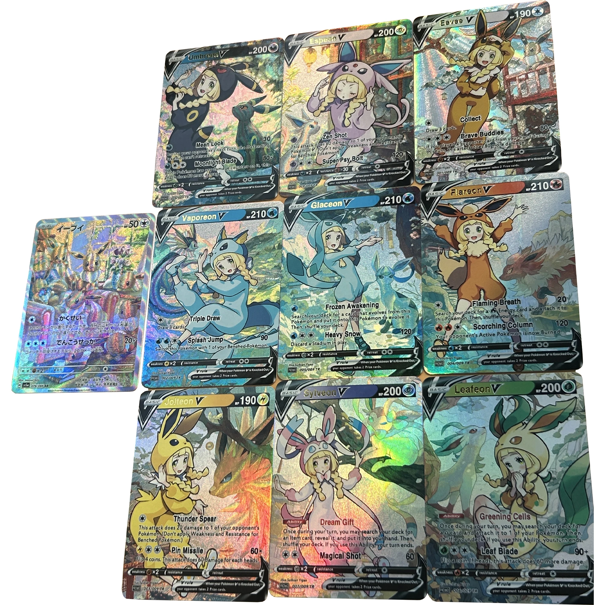 

10Pcs/set Diy Self Made PTCG Lillie Cos Eevee Series Coarse Flash Card Umbreon Espeon Game Anime Collection Cards Gift Toys