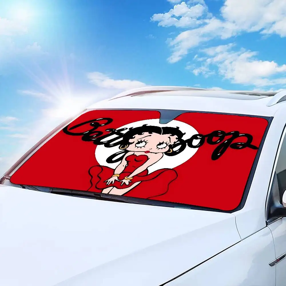 B-Bettys Boops Anime Backdrop Car Sun Shade Front Windshield Coverings Blocker Auto Protector Window Visor Screen Cover view 6