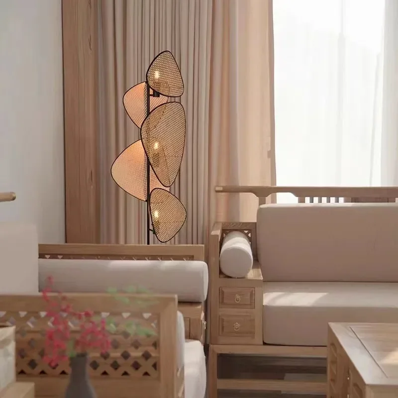 Modern SCREEN Floor Lamp Designer Handmade Rattan Lamp For Living Room Bedroom Bedside Night Light House Decor Standing Lamp