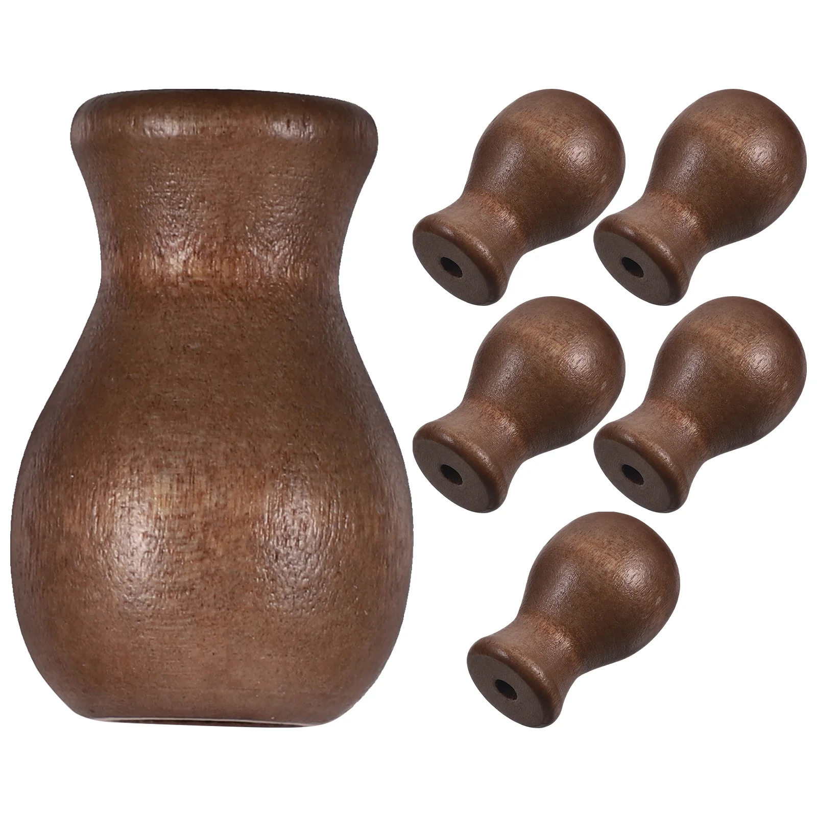 6 Pcs Curtain Knobs Drops Pull End Venetian Accessories Wooden Pendants 6pcs (Brown) Cord Tassels Fringe