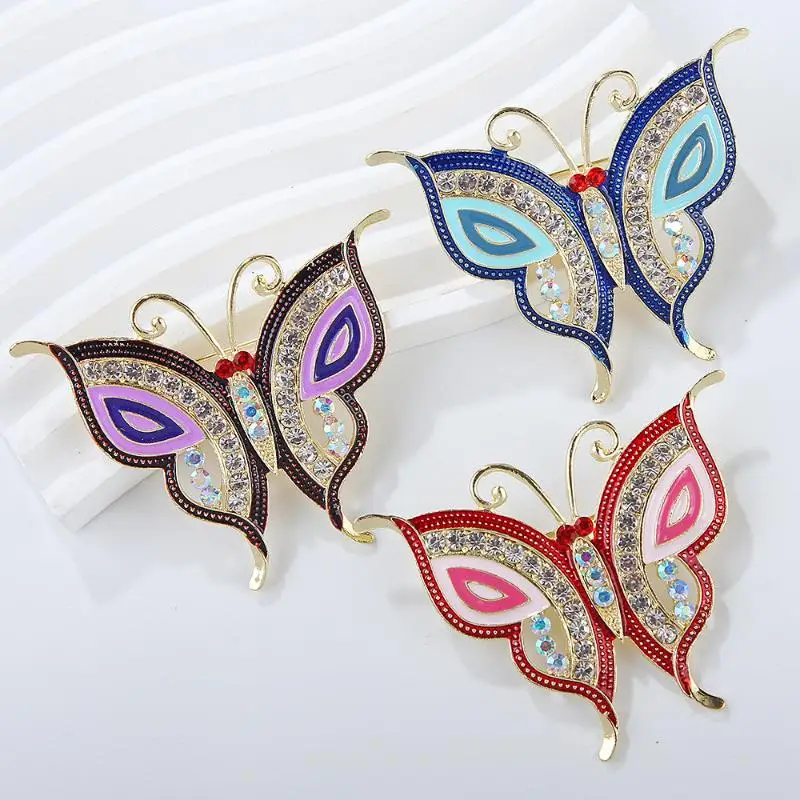 Fashion Multi-color Rhinestone Butterfly Brooches For Women Clothing Coat Jewelry Accessories Gift