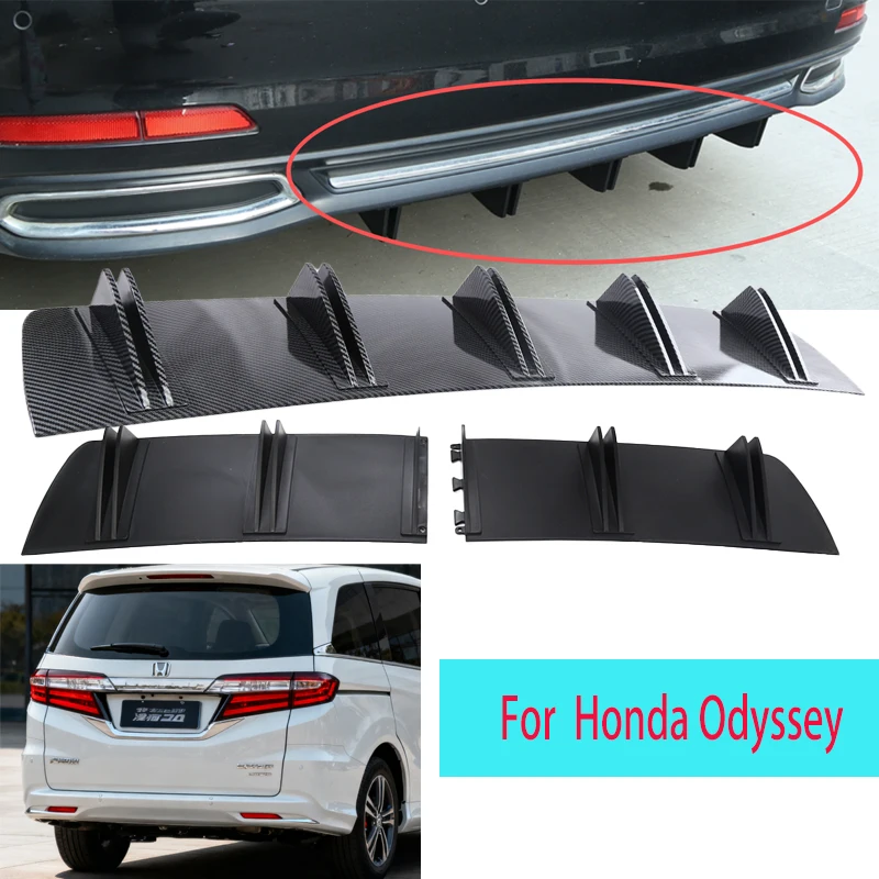 

For Honda Odyssey Car Rear Bumper Lip ABS Double Wing Rear Shark Chassis Fin Style Curved Bumper Lip Diffuser Anti-collision