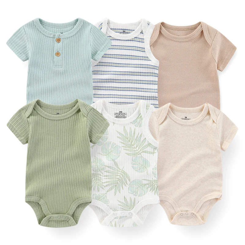 set-di-6-body-per-neonati-in-cotone-abbigliamento-estivo-per-bambina-e-bambino-senza-maniche-tinta-unita