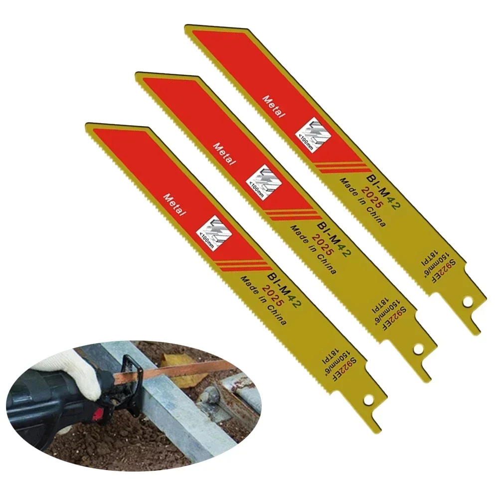 3PCS Bi-metal Reciprocating Saw Blades Set 130mm Blades Wood Pruning Saw Blades For Plastic Pipe Metal Cutting S922EF