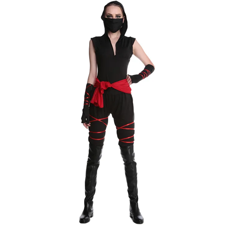 Traje de Samurai Ninja Feminino, Uniforme de Jogo de Halloween