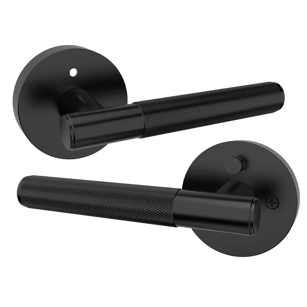 Viladepot Privacy Door Handle Knurled Handle Lever Bedroom Bathroom Passage Door Lock Reversible Keyless