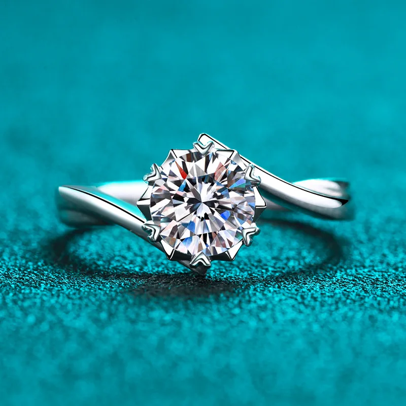 

0.3ct 0.5ct 1ct 2ct Moissanite Ring Women's Lab Diamond Ring S925 Silver Snowflake Engagement Wedding Ring Jewelry