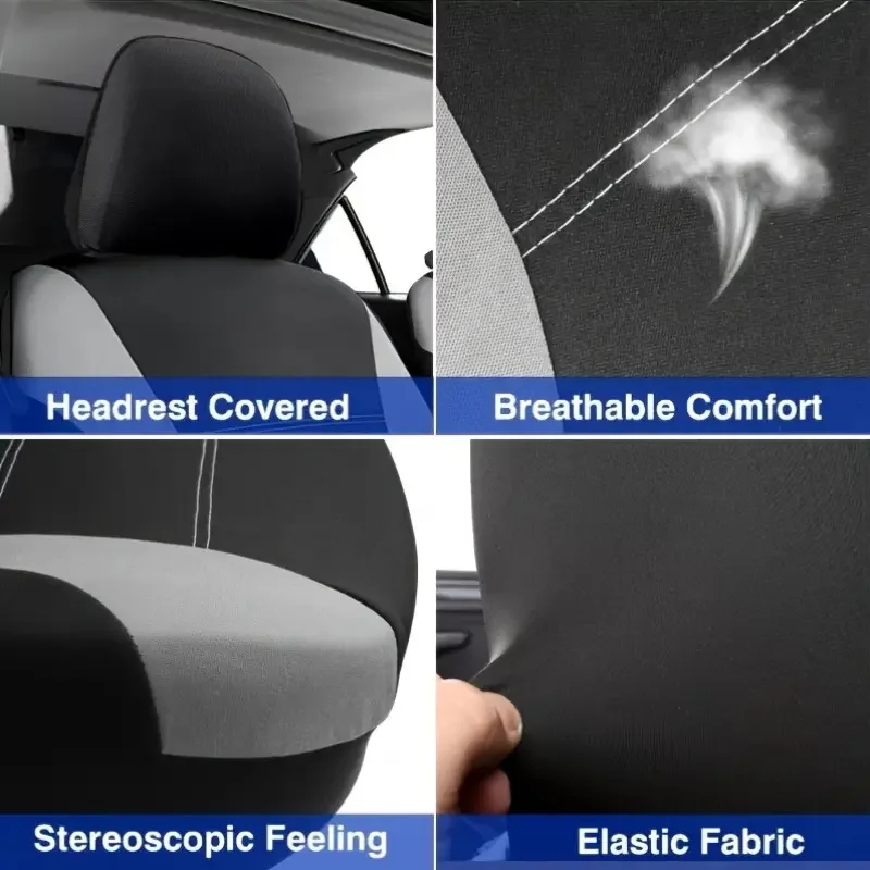 9pcs 5 seats of car seat covers For Skoda Brand, high elasticity fabric, universal fit suitable for multiple vehicle models