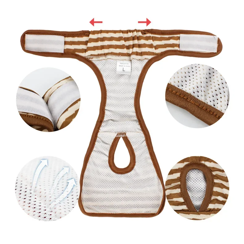 Machine washable dog menstrual pants pet striped physiological pants anti-harassment pet diaper clothes