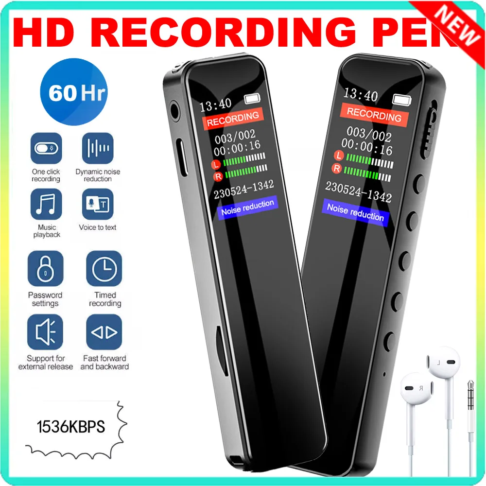 

1536kbps Digital Voice Recorder Mini Dictaphone Digital Audio Voice Activated Recorder Long Time Recording MP3 Music Player