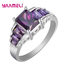 New Luxury Cubic Zirconia 925 Sterling Silver Princess Rings For Women Lady Anniversary Engagement Gift Jewelry Wholesale Anel